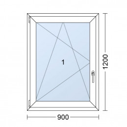 copy of Plastové okno  90x110 cm (900x1100 mm)  bílé  otevíravé i sklopné  levé
