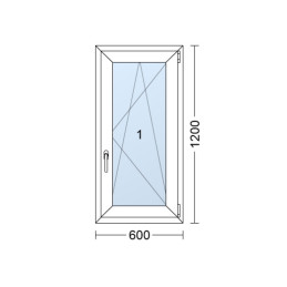 	Műanyag ablak | 60 x 120 cm (600 x 1200 mm) | fehér | bukó-nyíló | jobbos