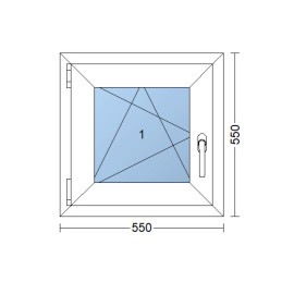 Plastové okno  55x55 cm (550x550 mm)  bílé  otevíravé i sklopné  levé